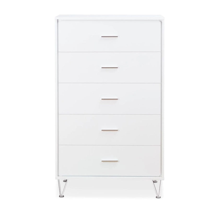 5-Drawer Solid Wood Vertical Chest, Modern Wooden Chest of Drawers with Spacious Storage Space for Bedroom, Lliving room