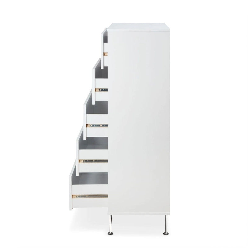5-Drawer Solid Wood Vertical Chest, Modern Wooden Chest of Drawers with Spacious Storage Space for Bedroom, Lliving room