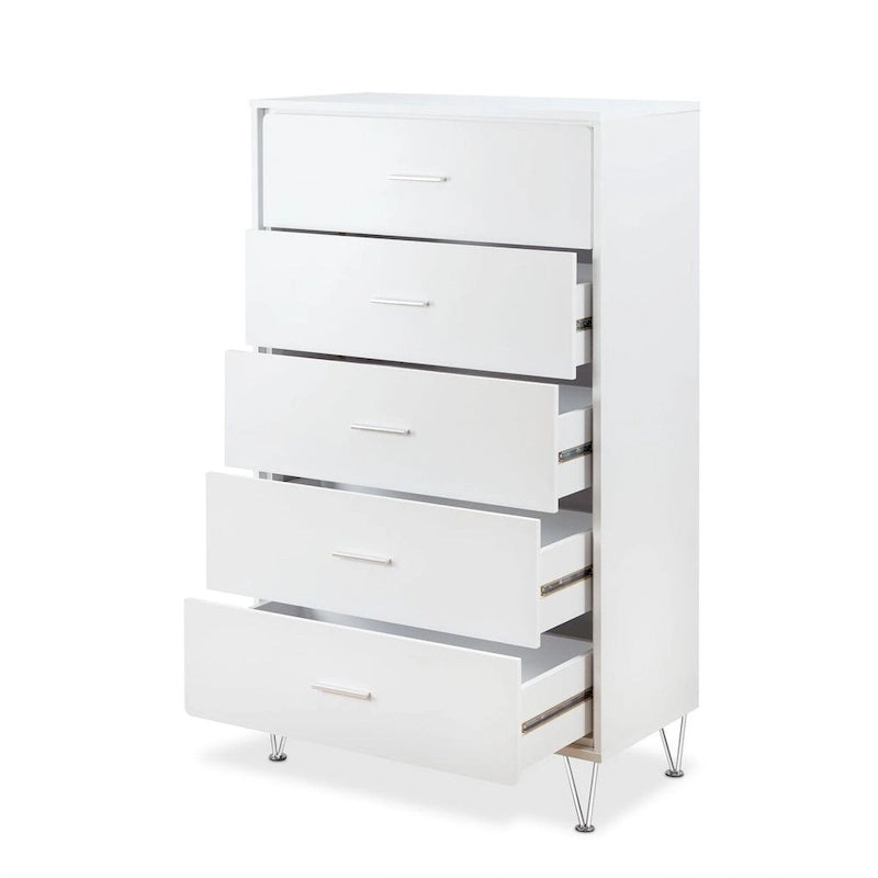 5-Drawer Solid Wood Vertical Chest, Modern Wooden Chest of Drawers with Spacious Storage Space for Bedroom, Lliving room