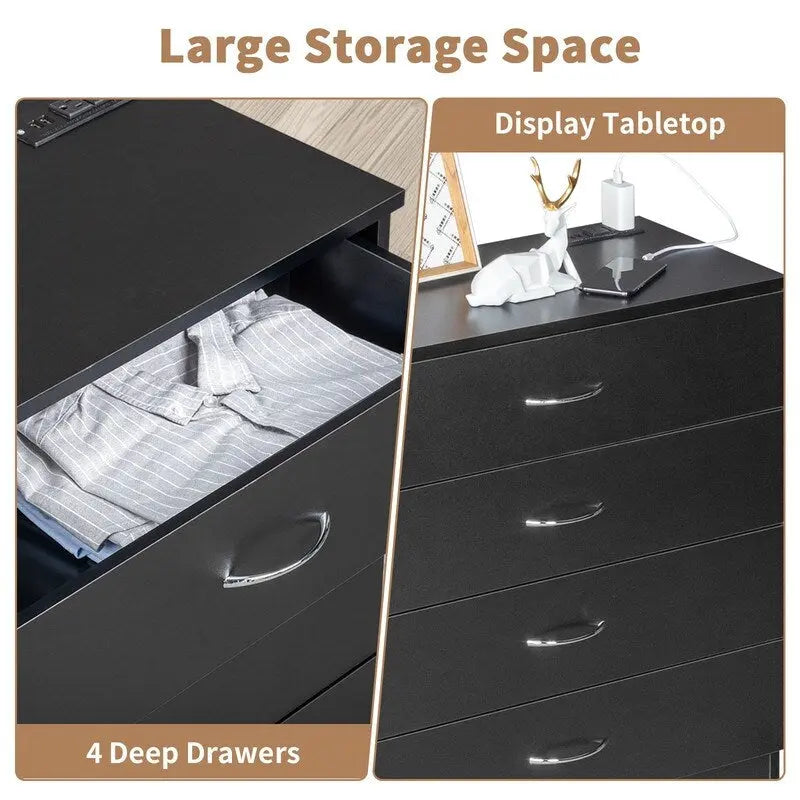 4-Drawer Nightstand Dresser with USB