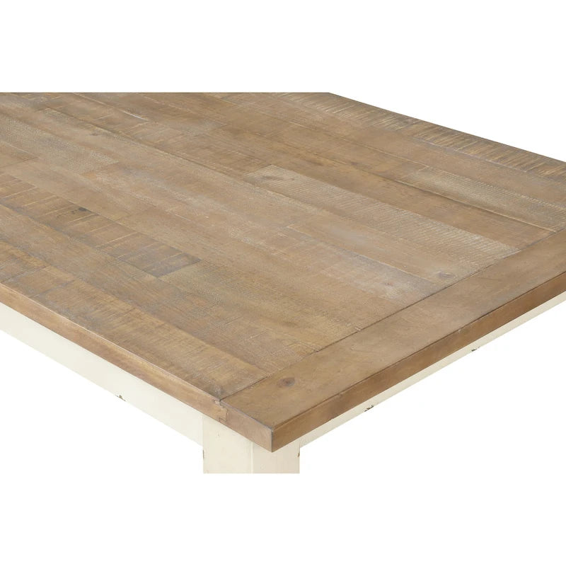 Antique White and Distressed Oak Two-tone Finish Wood Dining Table