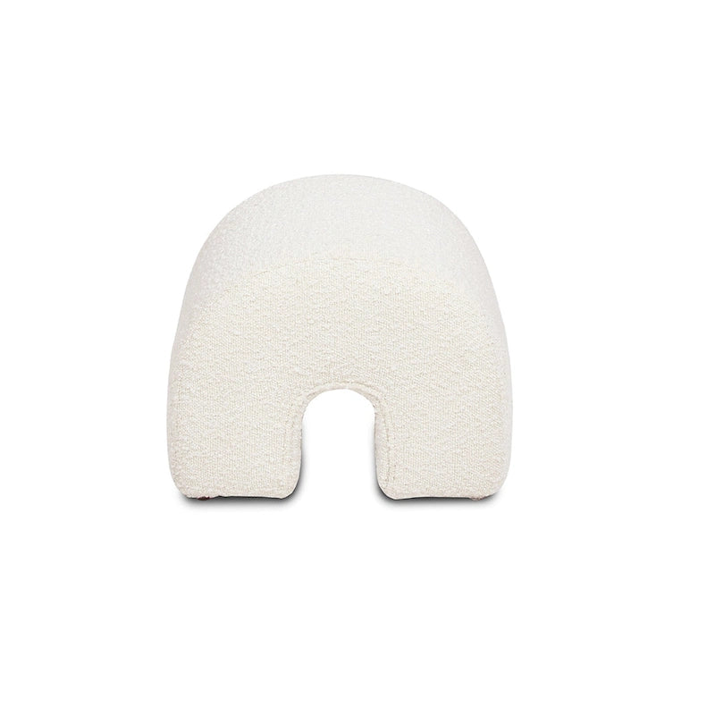 16 Boucle Faux Sherpa Upholstered Arched Footstool Ottoman