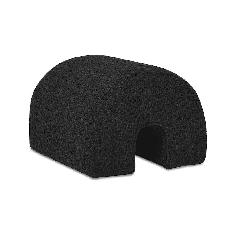 16 Boucle Faux Sherpa Upholstered Arched Footstool Ottoman