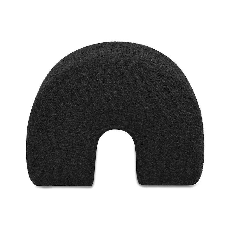 16 Boucle Faux Sherpa Upholstered Arched Footstool Ottoman