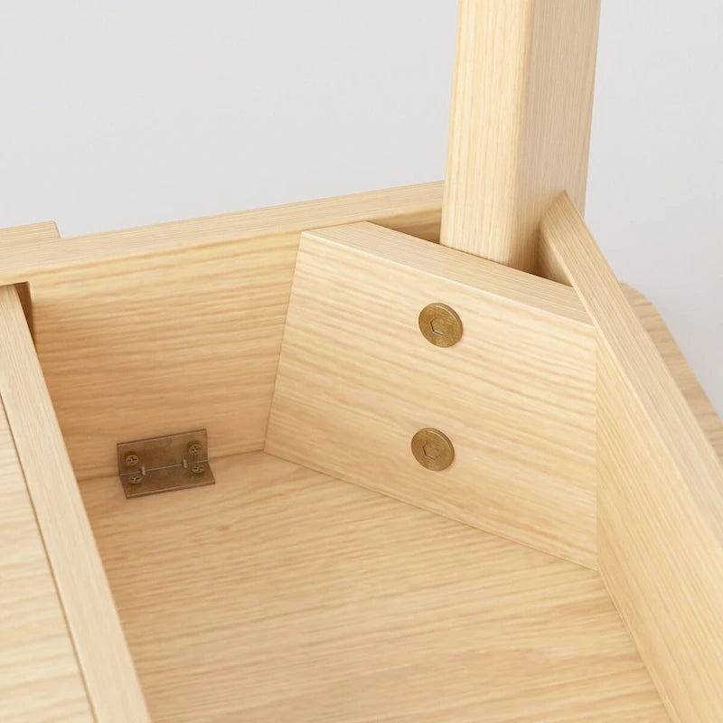 Beige Wooden Computer Desk, 47 Writing Desk with 2 Drawers