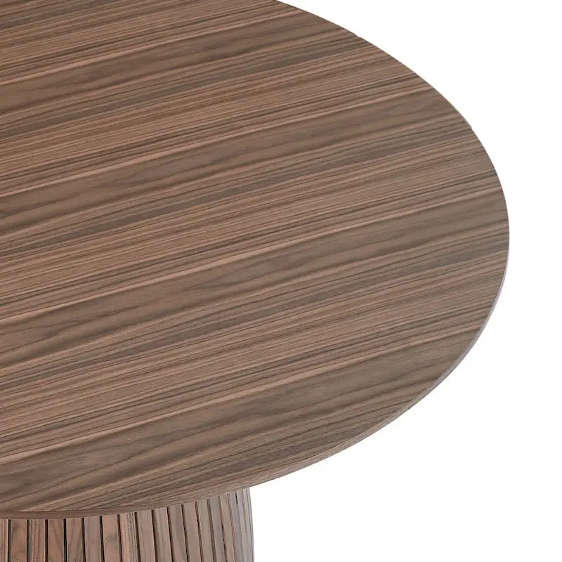 47,24 inch Dining Table for Dining Room 4-6 People Round Dinner Tables Mid-Century Modern Table with Wood Walnut