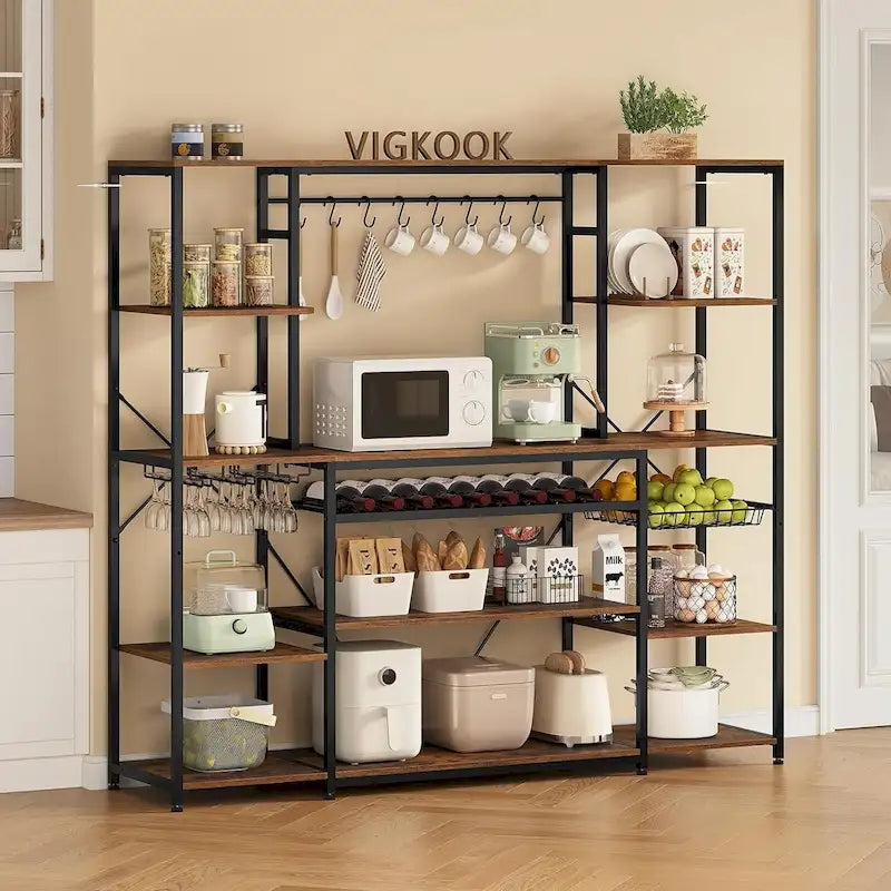 Bakers Rack Coffee Bar Wine Rack Storage Shelves