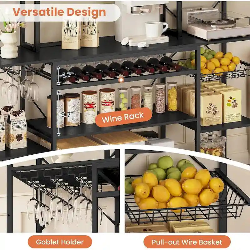 Bakers Rack Coffee Bar Wine Rack Storage Shelves