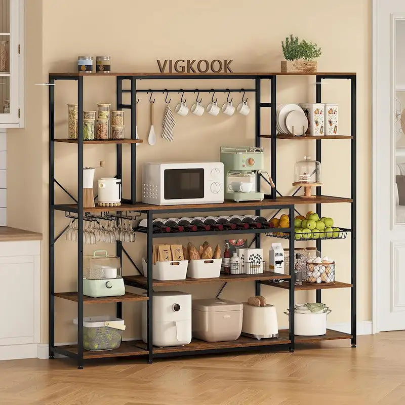 Bakers Rack Coffee Bar Wine Rack Storage Shelves