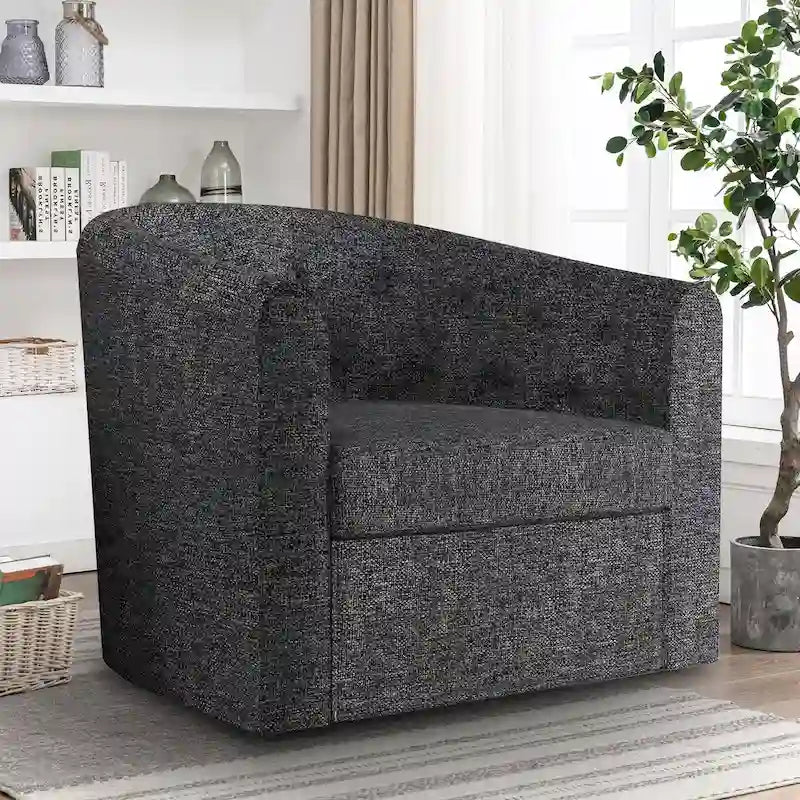 Obrotowy fotel akcentowy Cuddle z tapicerką materiałową i pikowaniem guzikowym