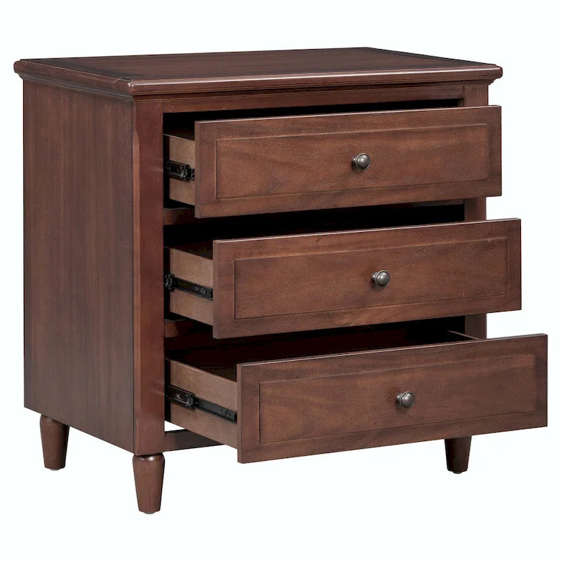 3-Drawer Nightstand Storage Wood Cabinet