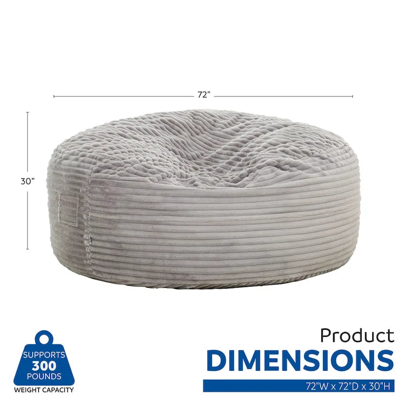 6ft Faux Fur Foam Bean Bag