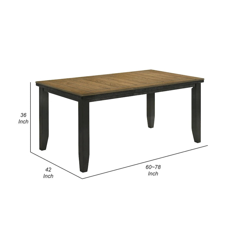 60-78 Inch Counter Height Dining Table, Extendable, Brown Wood