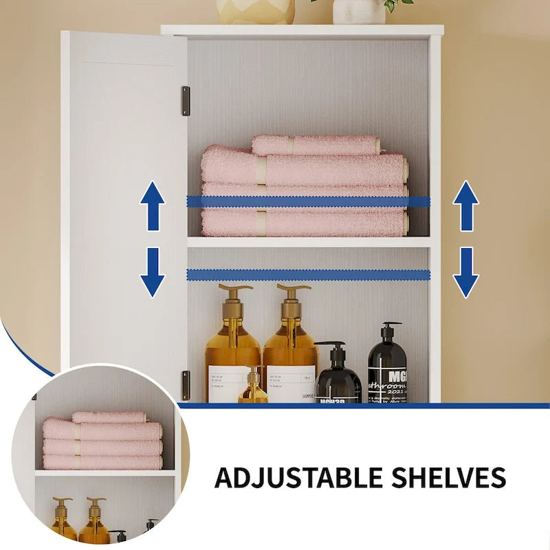 53H Tilt Out Laundry Hamper Bathroom Storage Cabinet with Adjustable Shelves and Basket