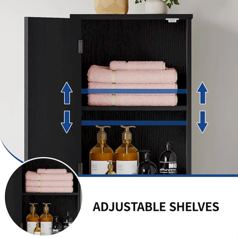 53H Tilt Out Laundry Hamper Bathroom Storage Cabinet with Adjustable Shelves and Basket